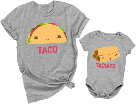 Taco Taquito Mommy and Me Outfits Gifts for New Moms First Mothers Day Mom & Infant Baby Bodysuit Matching Set